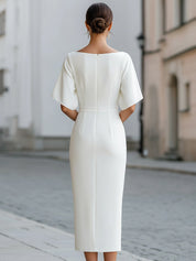 Elegancka Sukienka midi z krótkim rękawem