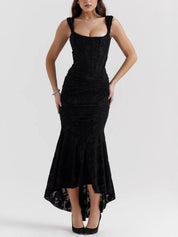 Czarna maxi sukienka w kwiaty