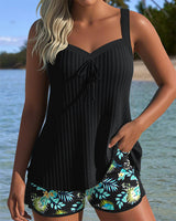 Laluna® | Pasiasty tankini z dwuczęściowymi szortami plażowymi