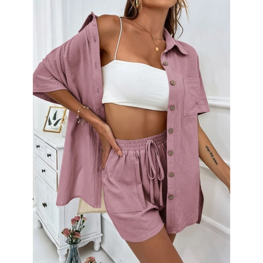 KRISTINE™ – Casual Letni Zestaw Lounge z Guzikami