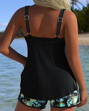 Laluna® | Pasiasty tankini z dwuczęściowymi szortami plażowymi