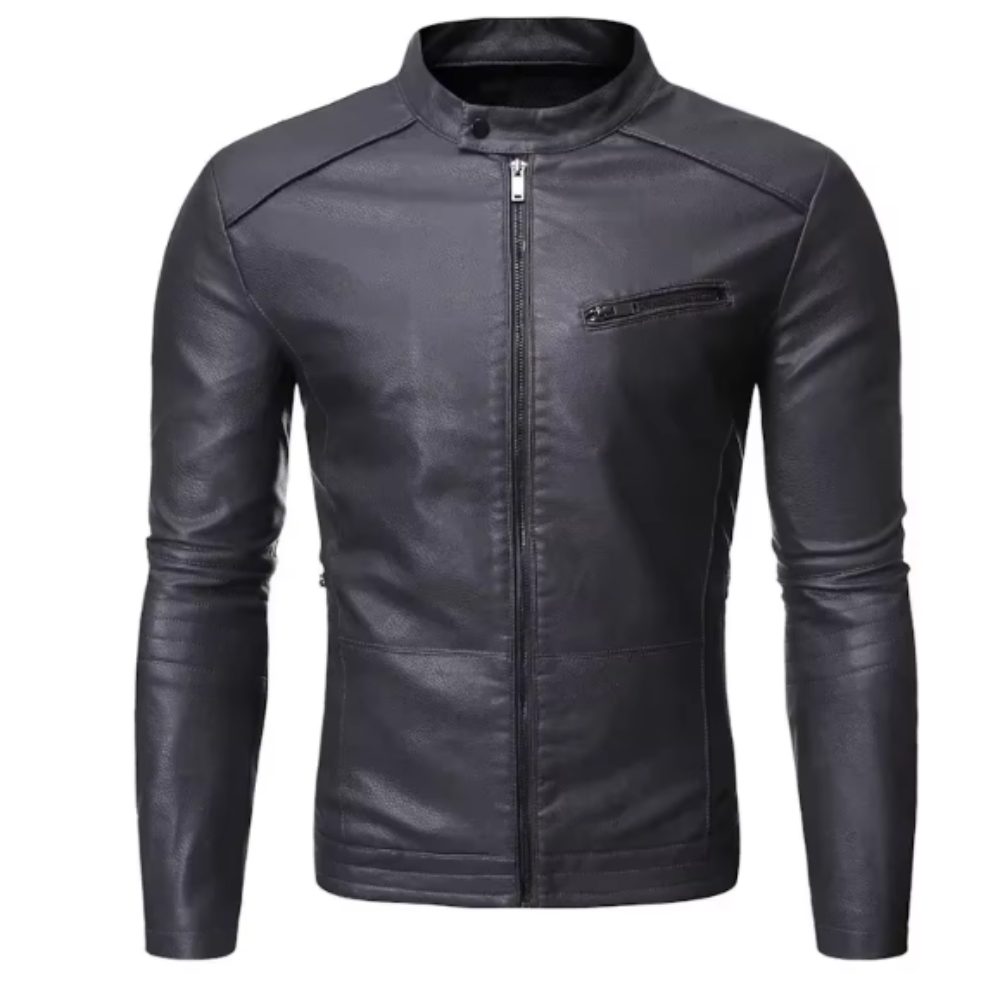 Elegancka skórzana kurtka slim-fit