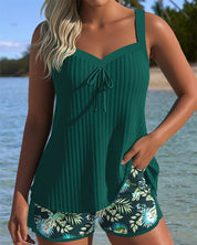 Laluna® | Pasiasty tankini z dwuczęściowymi szortami plażowymi
