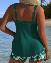 Laluna® | Pasiasty tankini z dwuczęściowymi szortami plażowymi
