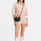 Mini Skórzana Torba Longchamp - Szara
