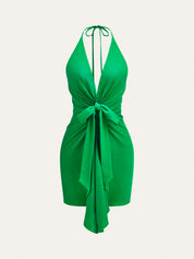Sukienka z Halter Neck z Węzłem
