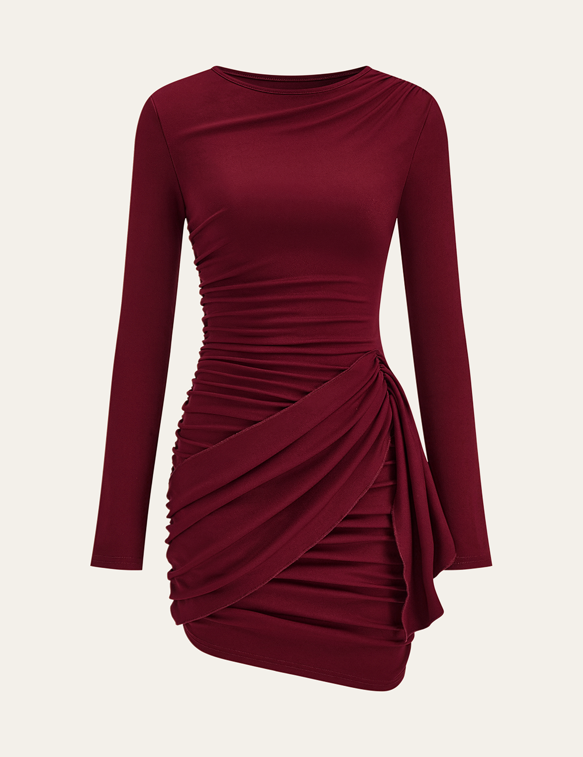Sukienka bodycon z marszczeniem i długim rękawem