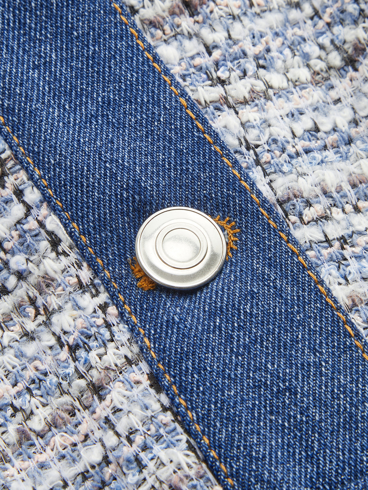 Sukienka mini z denimu i tweedu