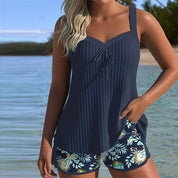Laluna® | Pasiasty tankini z dwuczęściowymi szortami plażowymi