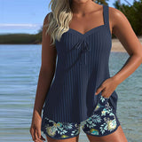Laluna® | Pasiasty tankini z dwuczęściowymi szortami plażowymi