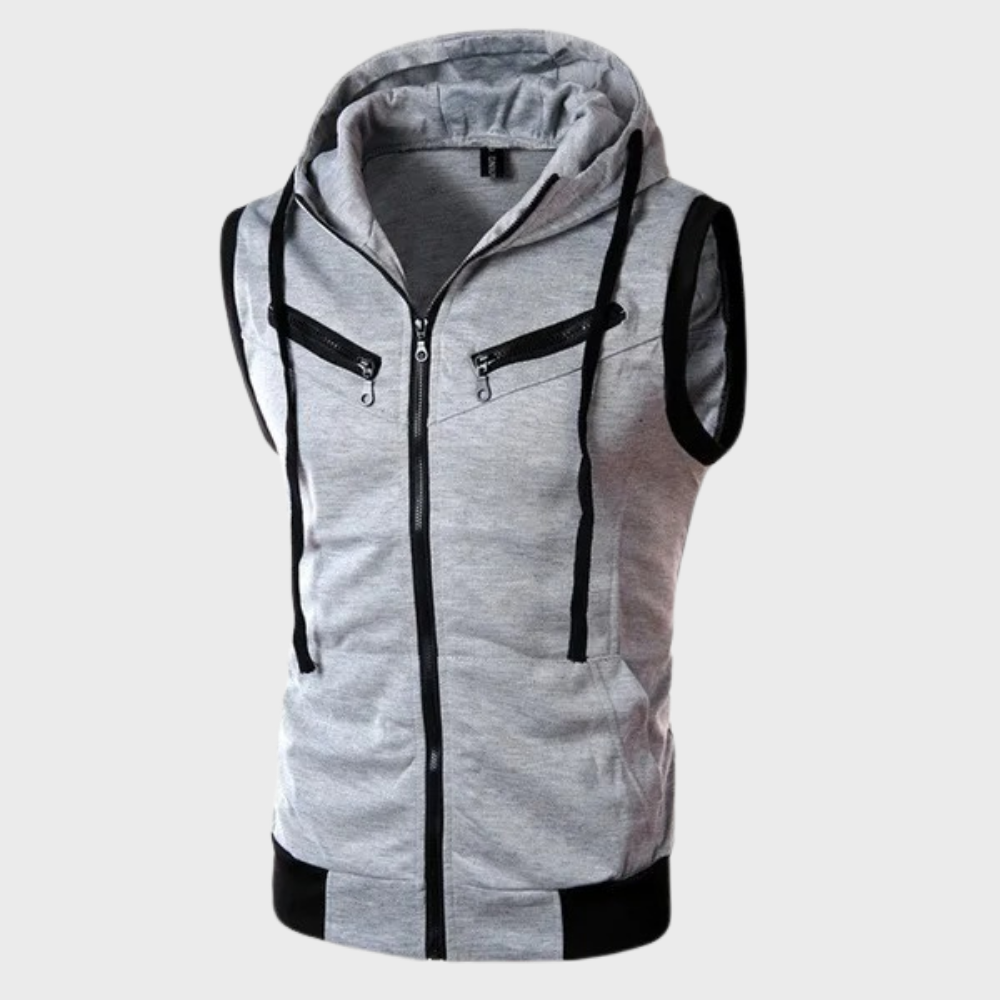Mężczyzn Modny Bezrękawnik z Kapturem Streetwear