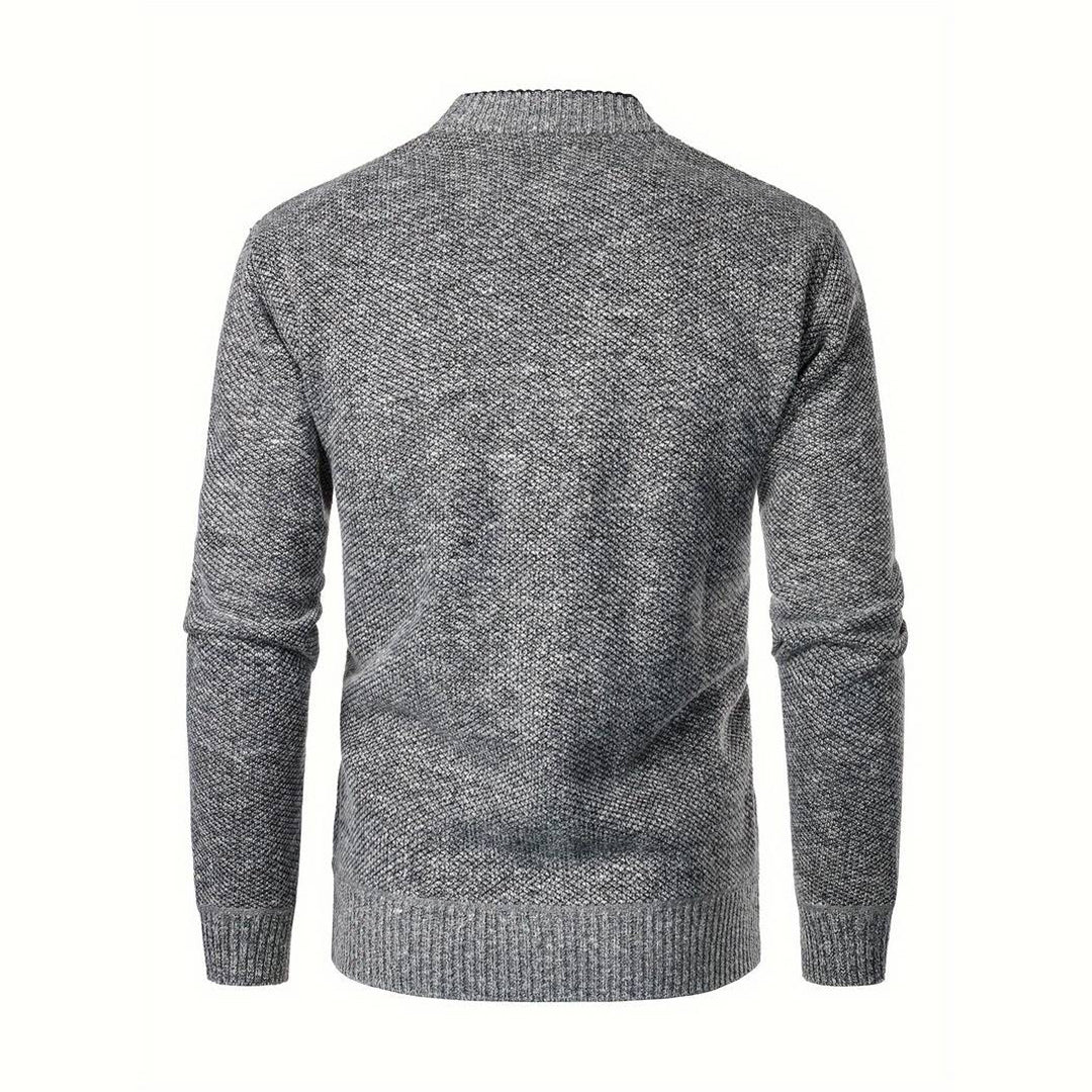 Męski Elegancki Jasnoszary Kardigan z Dekoltem w Serek Casual