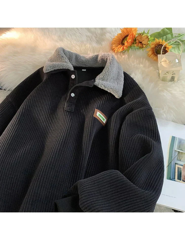 Męski Tradycyjny Sweter z Kołnierzem Polo