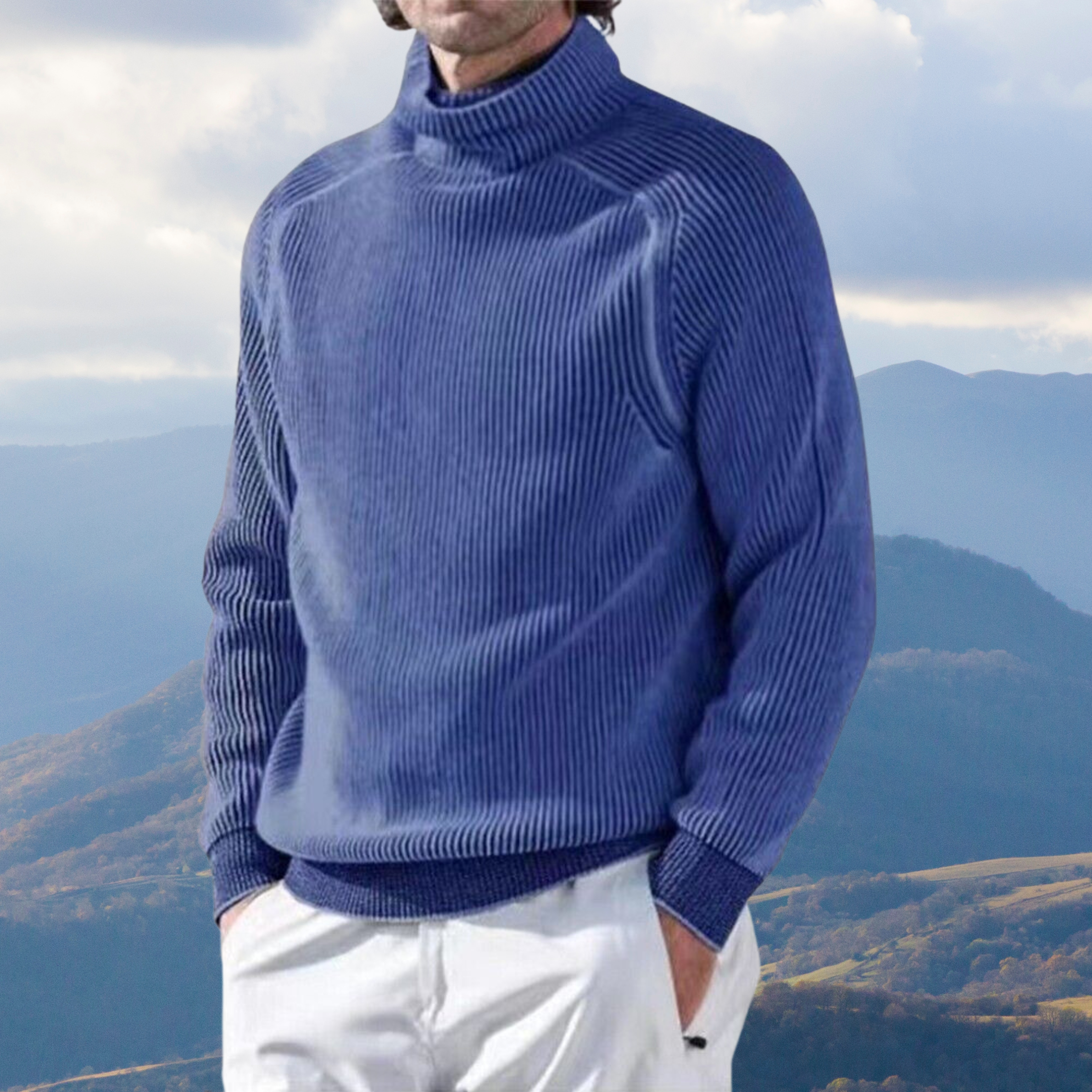 Męski turtleneck sweter zimowy i ciepły
