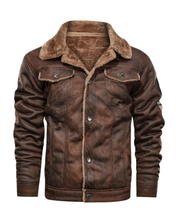 Elegancka Ciepła Skórzana Kurtka Fleece