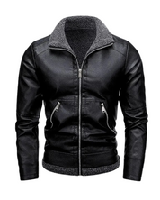 Elegancka Kurtka Skórzana z Fleece