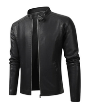 Elegancka męska skórzana kurtka motocyklowa