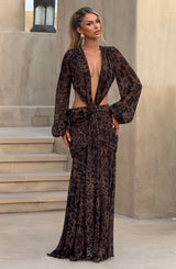 Sukienka Andrina Maxi - Wzór w panterkę