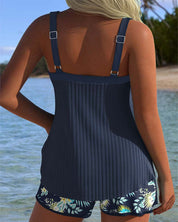 Laluna® | Pasiasty tankini z dwuczęściowymi szortami plażowymi