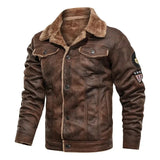 Elegancka Ciepła Skórzana Kurtka Fleece