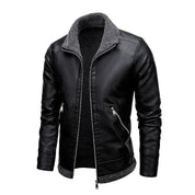 Elegancka Kurtka Skórzana z Fleece