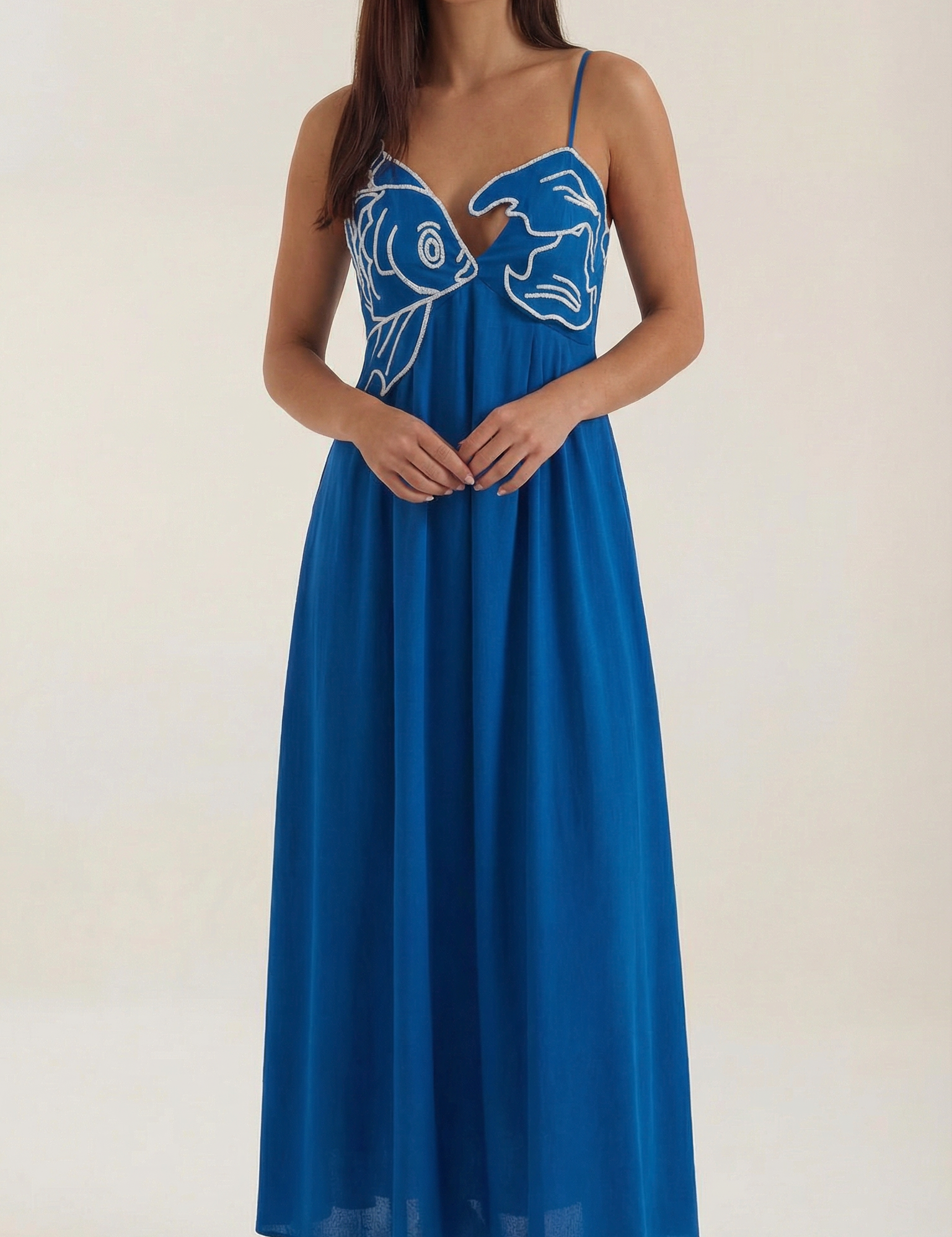 Sukienka maxi Deborah z motywem ryby