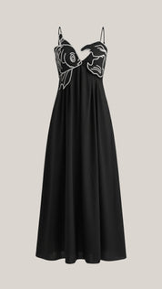 Sukienka maxi Deborah z motywem ryby