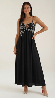 Sukienka maxi Deborah z motywem ryby