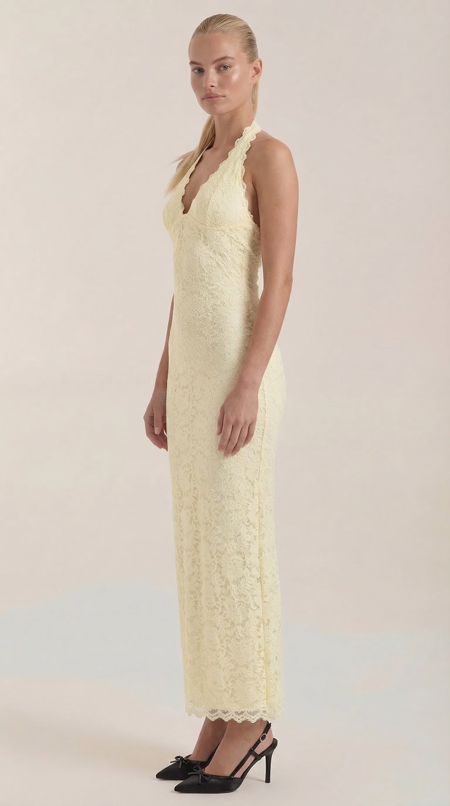 Roxanne Spitzen-Halter-Maxikleid